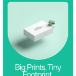 Dudu business cards with mint dino mascot — Big prints, tiny footprint