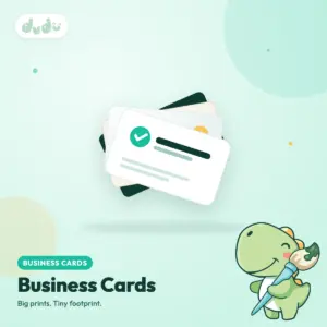 Illustrated fan of Dudu business card stocks