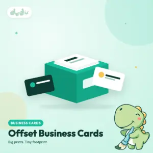 Illustrated box of offset-printed Dudu business cards