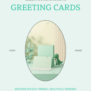 Dudu greeting and wedding cards with mint dino mascot
