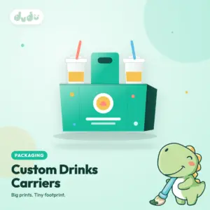 Printed takeaway drinks carrier holding two cups